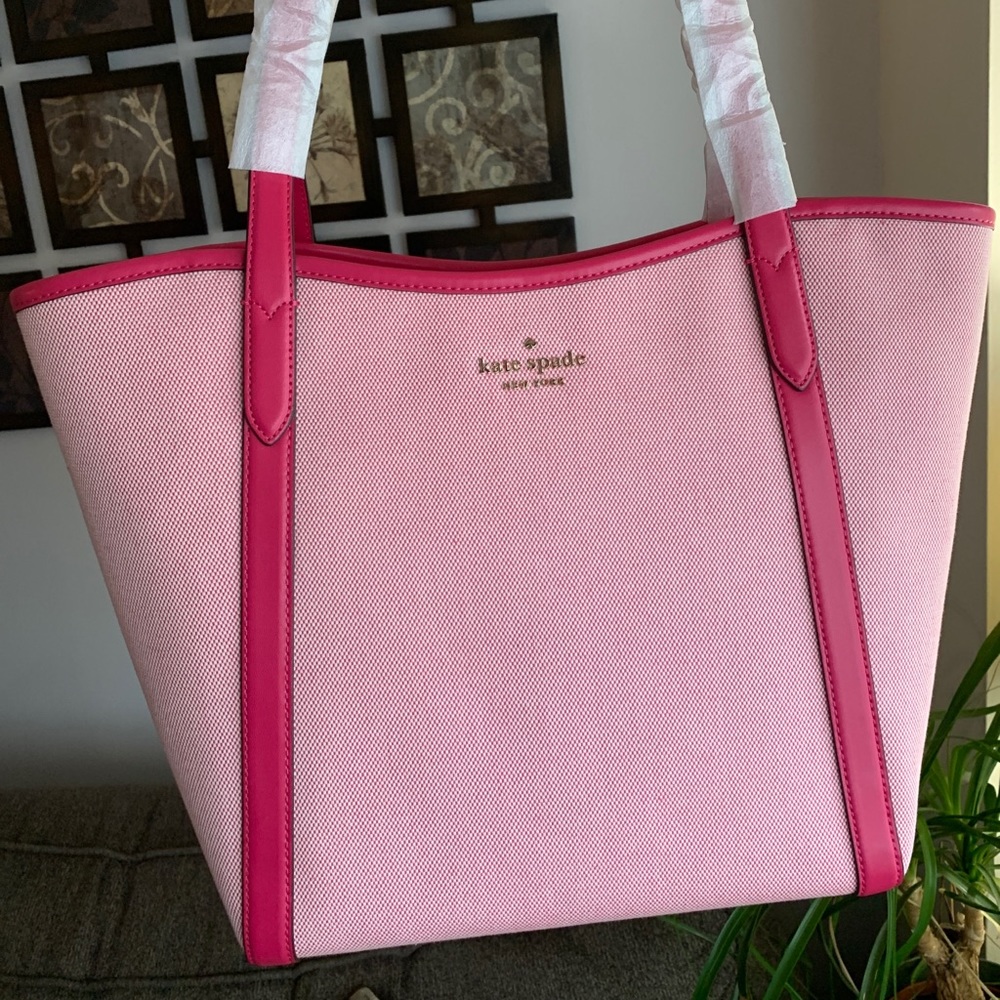 SOLD⛔️Authentic KATE SPADE Leather/canvas zip tote - Picture 8 of 15